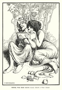 Aldri var mennesket mer glad enn jeg var da (litho) av William Heath Robinson