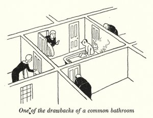 En av ulempene med et felles bad (litho) av William Heath Robinson