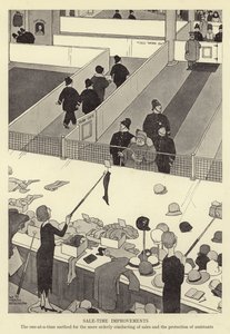 Salgstidsforbedringer, en-om-gangen-metoden for mer ryddig gjennomføring av salg og beskyttelse av assistenter av William Heath Robinson