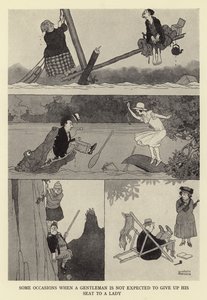 Noen anledninger når en herre ikke forventes å gi fra seg setet sitt til en dame av William Heath Robinson