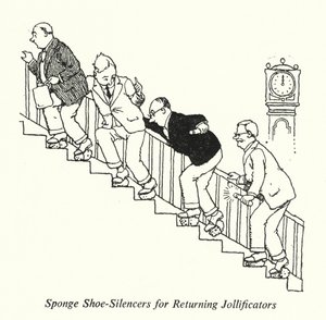 Svampsko-lyddempere for returnerende jollificatorer (litho) av William Heath Robinson