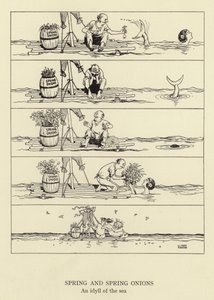 Vår- og vårløk, en idyll i havet av William Heath Robinson