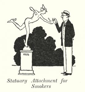 Statuære feste for røykere (litho) av William Heath Robinson