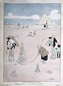 Sommerproblemer i tropene - Slangekast på Sahara golfbane (penn, blekk og akvarell) av William Heath Robinson