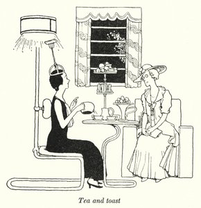 Te og toast (litho) av William Heath Robinson