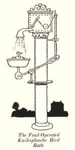 Fowl-Operated Kwiksplasche Bird Bath (litho) av William Heath Robinson