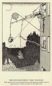 Multi-motion Tabby Silencer, dette apparatet kan betjenes fra soveromsvinduet og er garantert å nå alle deler av bakgården av William Heath Robinson