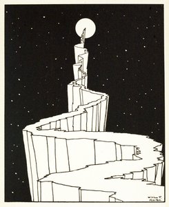 The Path to the Moon, fra A Book of Images, pub. 1898 (gravering) av William Heath Robinson