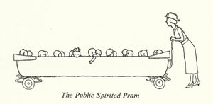The Public Spirited Pram (litho) av William Heath Robinson