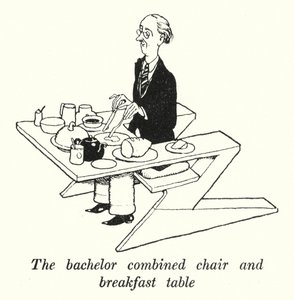 Ungkaren kombinert stol og frokostbord (litho) av William Heath Robinson