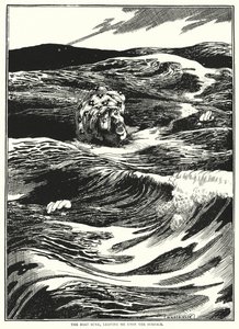 Båten sank og etterlot meg på overflaten (gravering) av William Heath Robinson