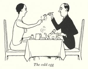 Det kalde egget (litho) av William Heath Robinson