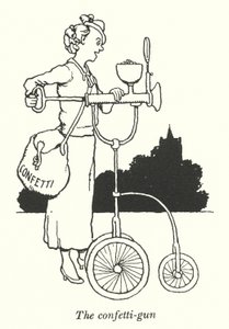 Konfettipistolen (litho) av William Heath Robinson