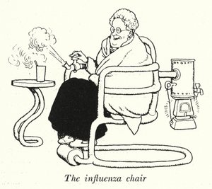 Influensastolen (litho) av William Heath Robinson