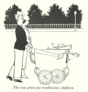 Den nye vognen for plagsomme barn (litho) av William Heath Robinson