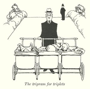 Tripram for trillinger (litho) av William Heath Robinson