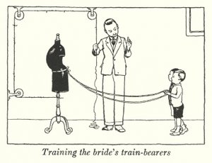 Trening av brudens togbærere (litho) av William Heath Robinson