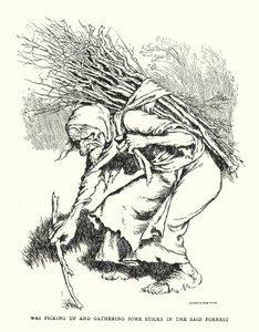Var å plukke opp og samle noen pinner i den nevnte skogen (litho) av William Heath Robinson