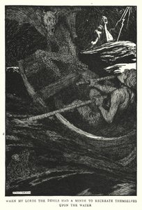 Da mine herrer, djevlene hadde et ønske om å gjenskape seg selv på vannet (litho) av William Heath Robinson