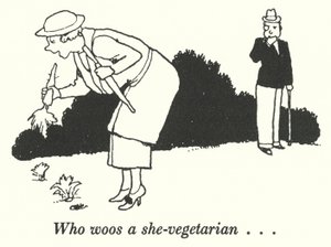 Hvem frier til en hun-vegetarianer (litho) av William Heath Robinson