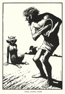Arbeid, klovn, arbeid (litho) av William Heath Robinson