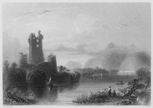 Ross Castle, Killarney (gravering) av William Henry (after) Bartlett