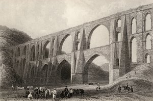 Akvedukten til keiser Valens, nær Pyrgo, Tyrkia, gravert av R. Wallis av William Henry Bartlett