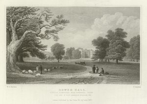 Bower Hall, Steeple Bumpstead, nær Haverhill, Essex, setet til Elly Anderson Stephens, Esquire av William Henry Bartlett