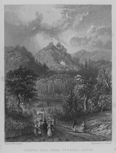 Chapel Hill, nær Torquay, Devon (gravering) av William Henry Bartlett