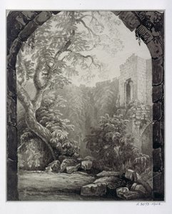 Cliffords Tower, York, interiør, 1827 av William Henry Bartlett
