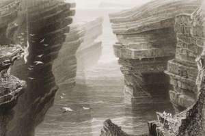 Cove i Mal Bay, County Clare, Irland, fra "Scenery and Antiquities of Ireland" av George Virtue, 1860-tallet av William Henry Bartlett