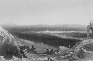 Damaskus, fjern utsikt fra fjellsiden av William Henry Bartlett
