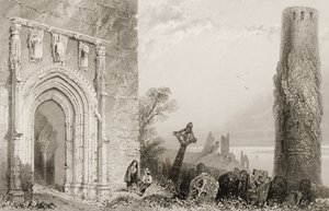 Døråpning til et tempel, Clonmacnois, County Offaly, Irland, fra 