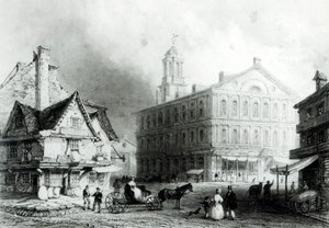Faneuil Hall, Boston av William Henry Bartlett