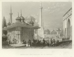 Fontenen og plassen til St Sophia, Konstantinopel av William Henry Bartlett