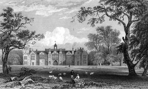 Gosfield Hall, Essex, gravert av Robert Sands, 1832 av William Henry Bartlett