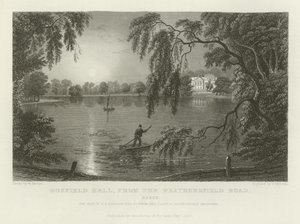 Gosfield Hall, fra Weathersfield Road, Essex, setet til EG Barnard, Esquire av William Henry Bartlett