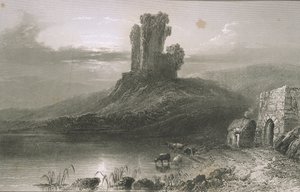 Kilcolman Castle, County Cork, Irland, fra "Scenery and Antiquities of Ireland" av George Virtue, 1860-tallet av William Henry Bartlett