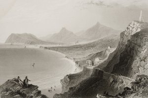 Killiney Bay, County Dublin, Irland, fra "Scenery and Antiquities of Ireland" av George Virtue, 1860-tallet av William Henry Bartlett