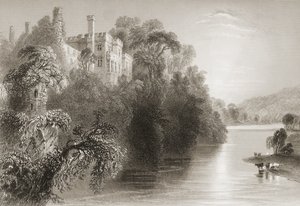 Lismore Castle, Lismore, County Waterford, Irland, fra "Scenery and Antiquities of Ireland" av George Virtue, 1860-tallet av William Henry Bartlett