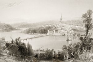 Londonderry, County Londonderry, Nord-Irland, fra "Scenery and Antiquities of Ireland" av George Virtue, 1860-tallet av William Henry Bartlett
