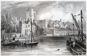 Maidstone fra vannet, Kent, 1832 av William Henry Bartlett