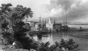 Mistley Quay, nær Harwich, Essex, gravert av John Rogers, 1832
