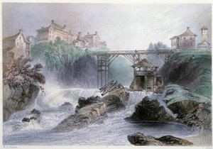 Pont à Sherbrooke - i "" Canadian Scenery illustrert" av William Henry Bartlett, red. George Virtue av William Henry Bartlett