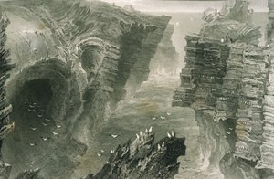 Puffin Hole at Kilkee, County Clare, Irland, fra "Scenery and Antiquities in Ireland" av George Virtue, 1860-tallet av William Henry Bartlett