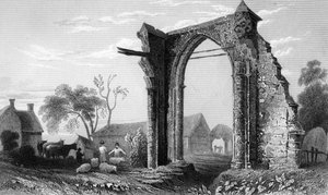 Rester av Bycknacre Priory, Essex, gravert av William Tombleson, 1832 av William Henry Bartlett