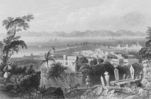 Rhodos, de gamle Dodanim, med kanalen mellom øya og Lilleasia av William Henry Bartlett