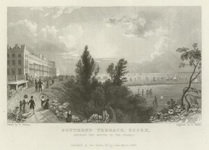 Southend Terrace, Essex, viser Themsens munning av William Henry Bartlett
