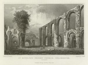 St Botolph's Priory Church, Colchester, Essex av William Henry Bartlett
