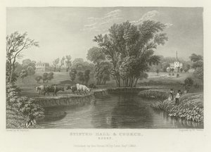 Stisted Hall and Church, Essex av William Henry Bartlett